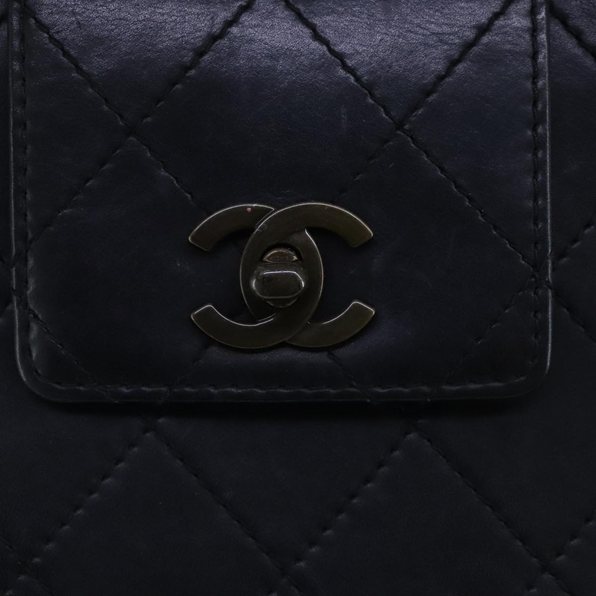 Chanel Coco Mark Black Leather Handbag (Pre-Owned)