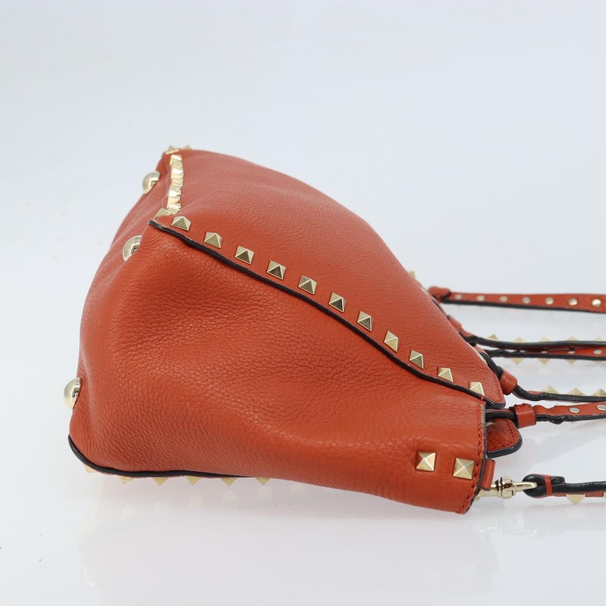 Valentino Garavani 1975 Rockstud Striped Leather Orange Leather Tote Bag Bag (Pre-Owned)