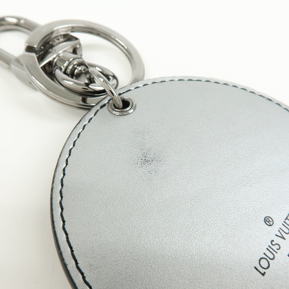 Louis Vuitton Round Bag Charm And Key Holder Reverse Monogram Eclipse None Silver Canvas Charms And Keychains Accessory (Pre-Owned)