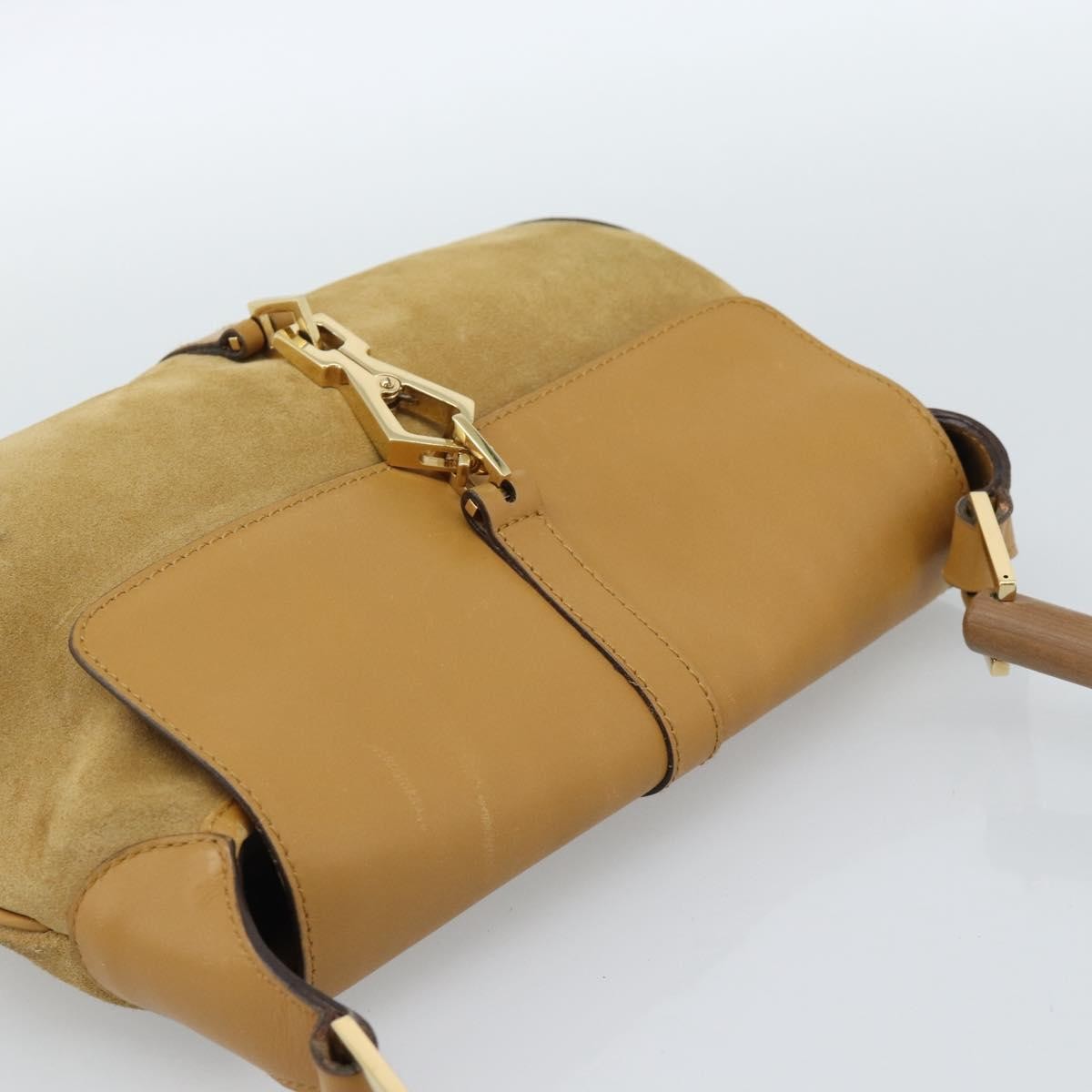 Gucci Bamboo Jackie Suede Beige Suede Handbag (Pre-Owned)