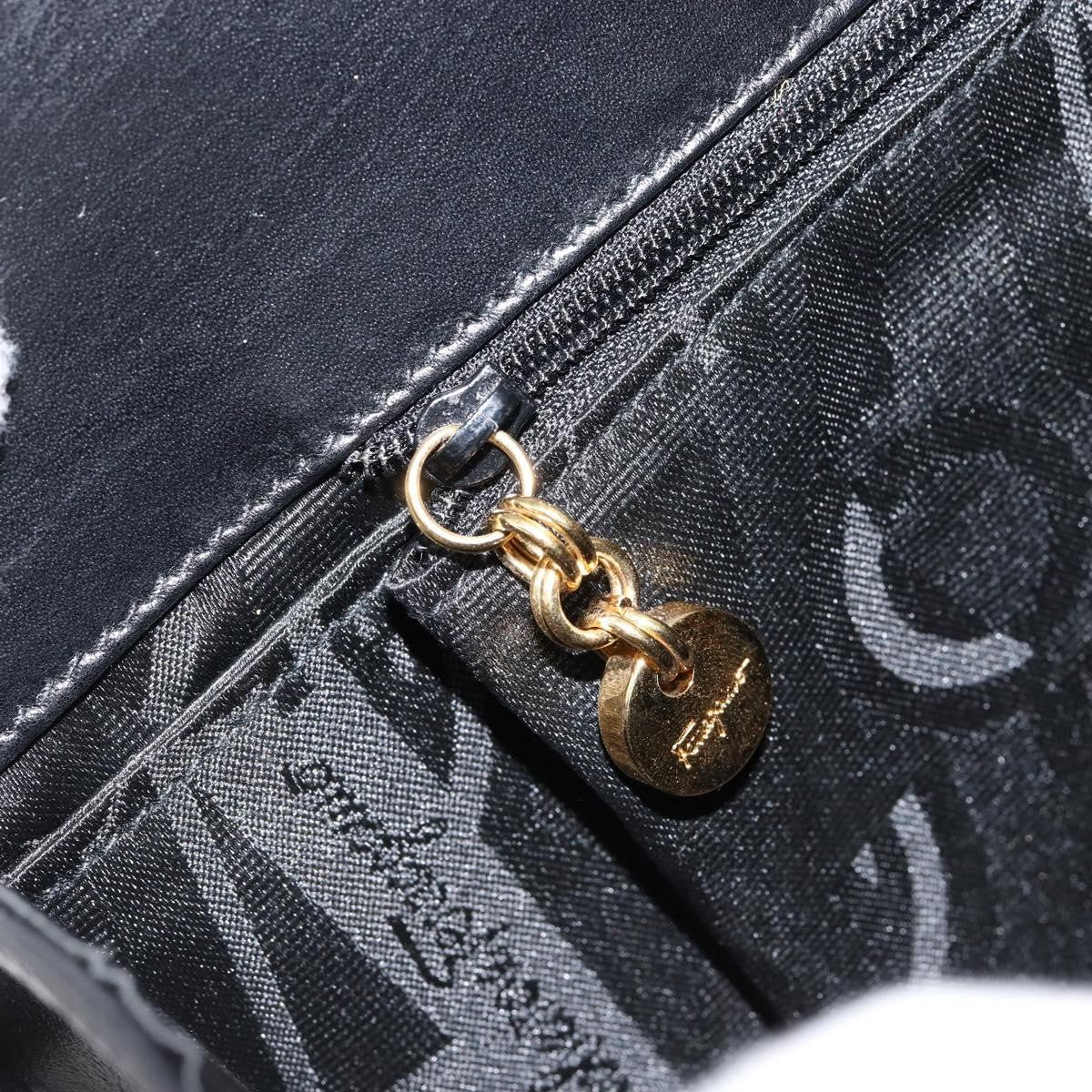Salvatore Ferragamo Vintage Gancini Chain Leather Black Leather Shoulder Bag Bag (Pre-Owned)