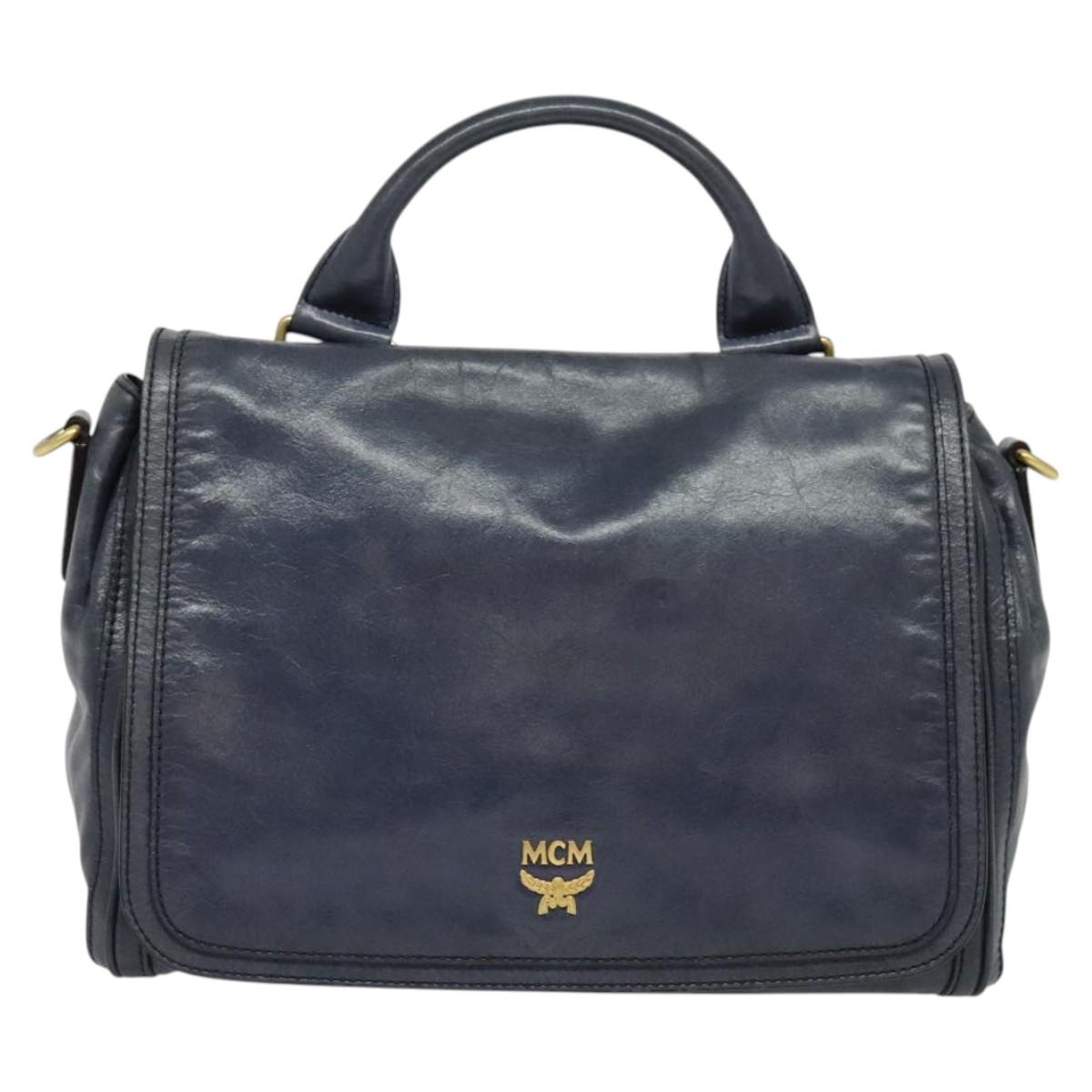 MCM Navy Leather Handbag (Pre-Owned)