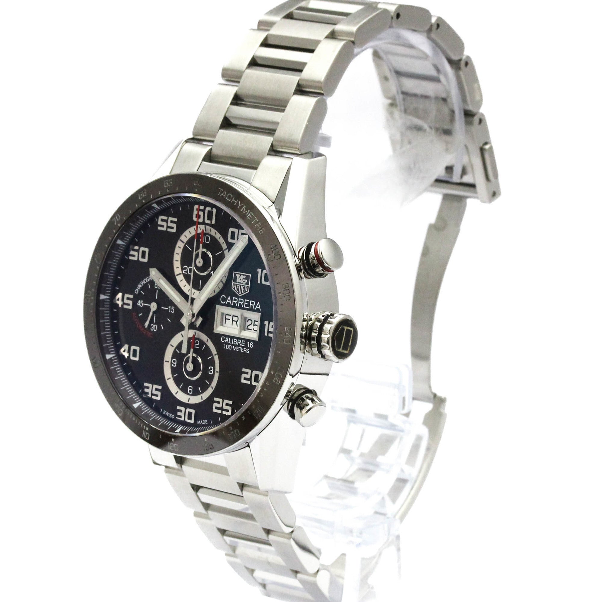 Tag Heuer Carrera Calibre 16 Chronograph Day Date Automatic Stainless Steel Watch (Pre-Owned)