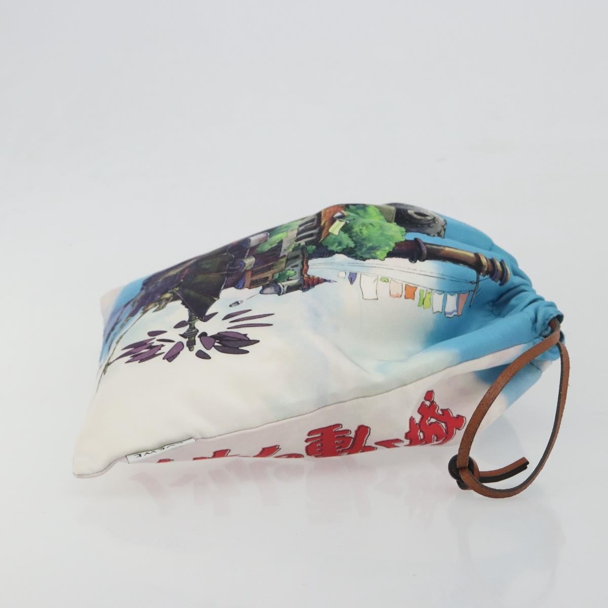 Loewe Paula Drawstring Printed Canvas Blue Nylon Clutche & Pouche Bag (Pre-Owned)
