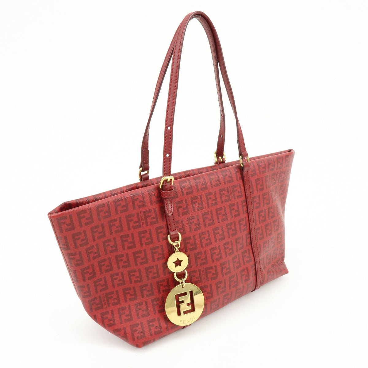 Fendi Superstar Zucchino Coated Canvas Red Pvc Tote Bag Bag (Pre-Owned)