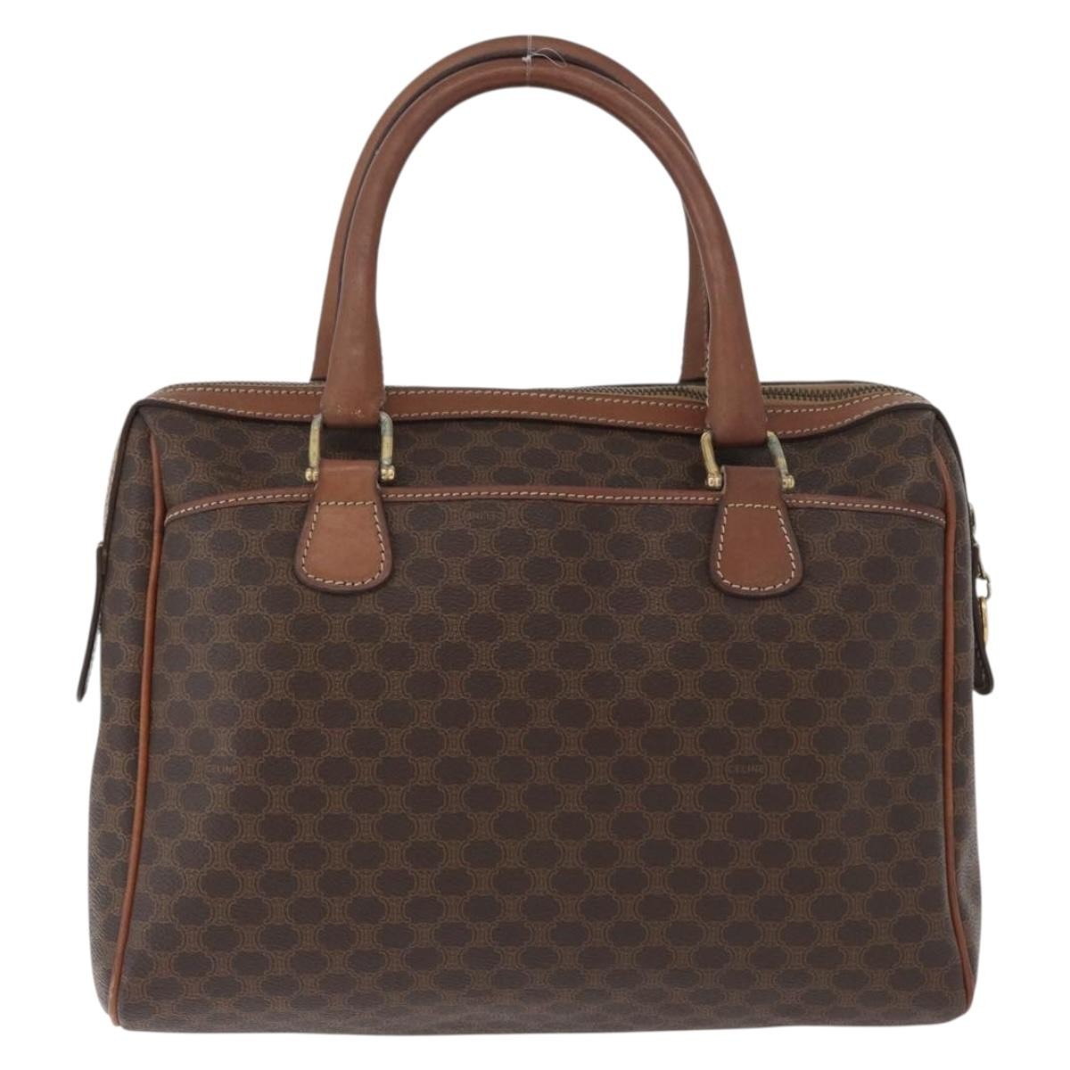 Celine Vintage Macadam Canvas And Leather Brown Canvas Handbag (Pre-Owned)