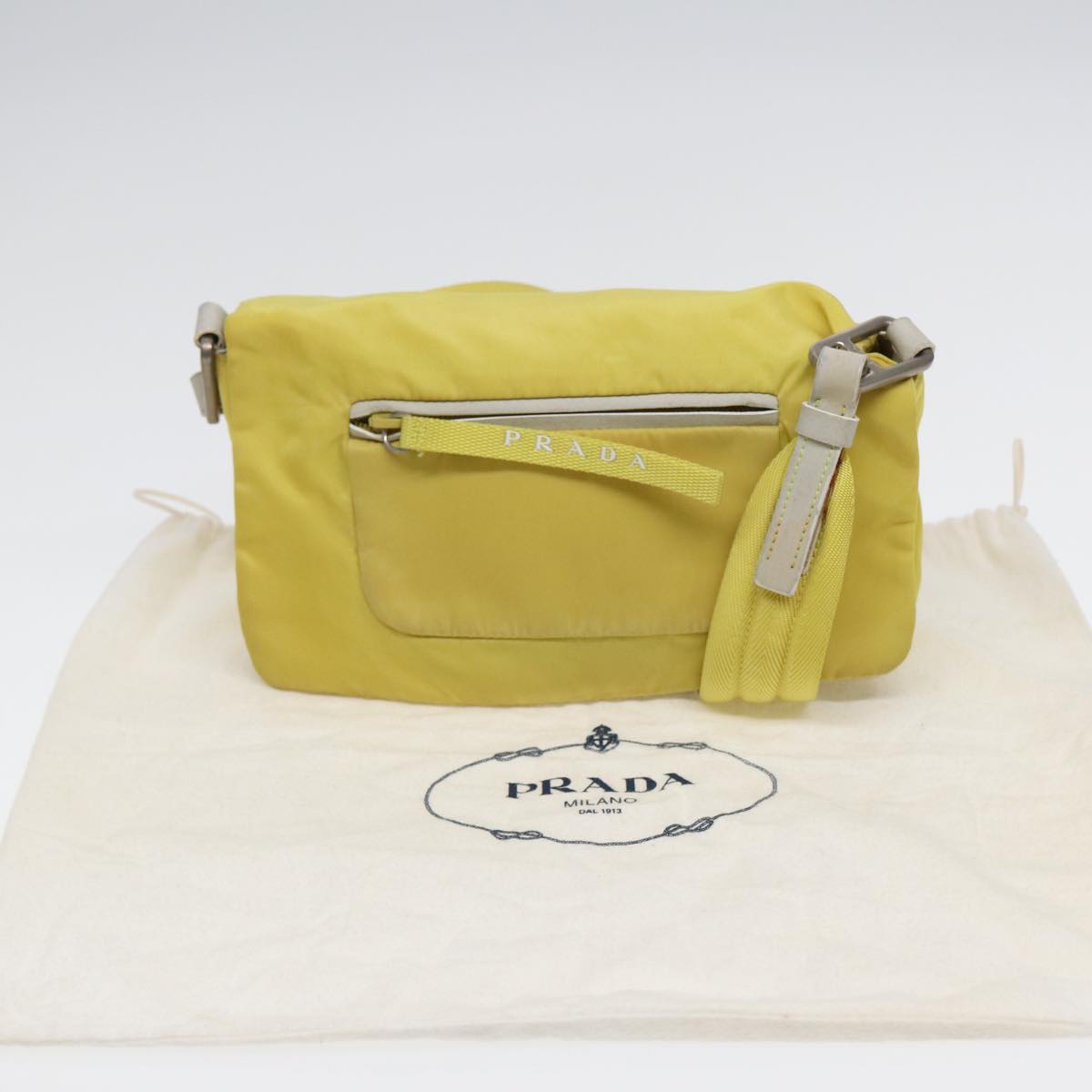 Prada Tessuto Yellow Synthetic Shoulder Bag (Pre-Owned)