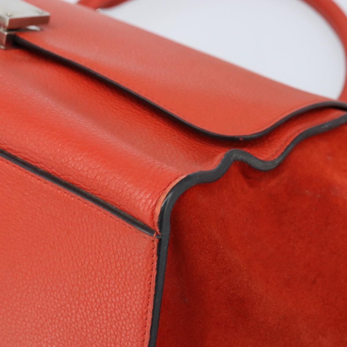 Celine Trapeze Leather With Suede Orange Leather Handbag (Pre-Owned)