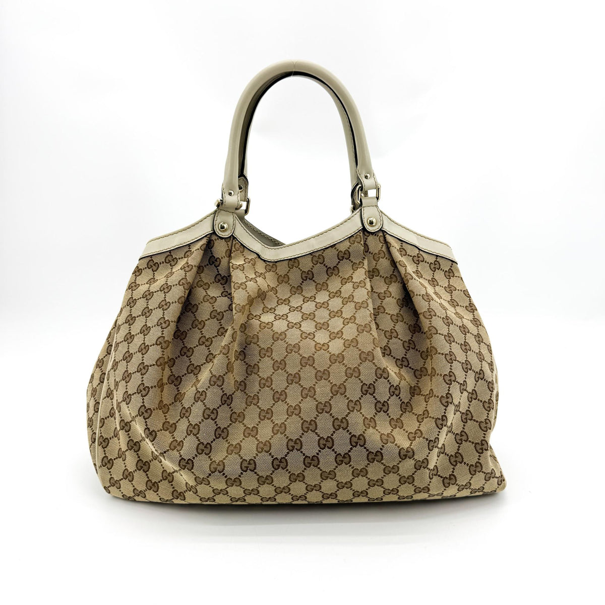 Gucci Sukey Tote Gg Canvas And Leather Brown Canvas Tote Bag Bag (Pre-Owned)