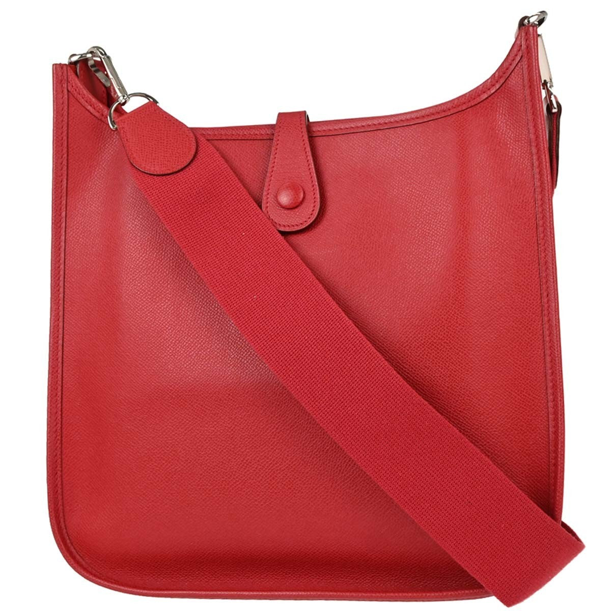 Hermes Evelyne Bag Gen I Epsom Red Leather Handbag (Pre-Owned)