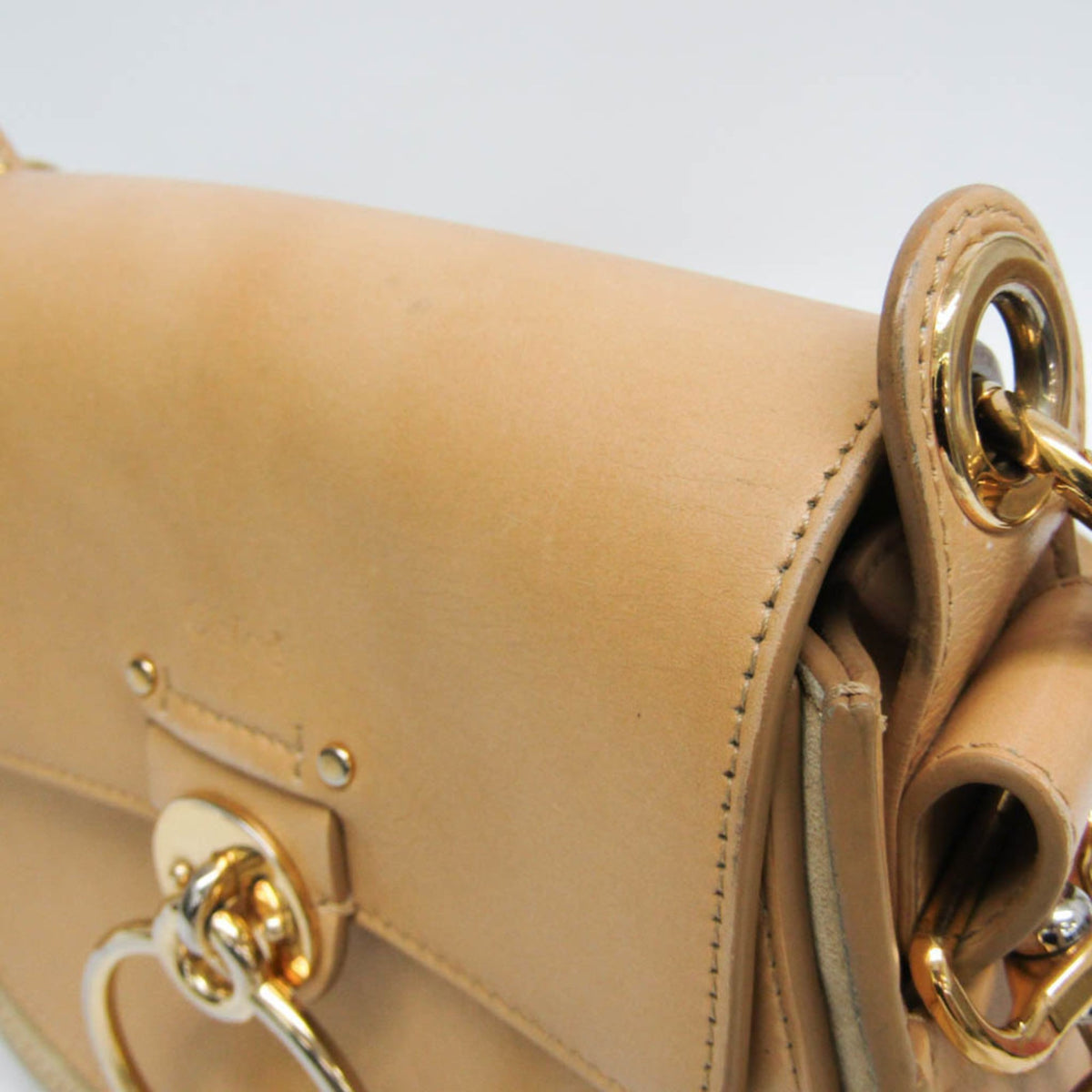 Chloe Tess Suede With Leather Beige Leather Handbag (Pre-Owned)