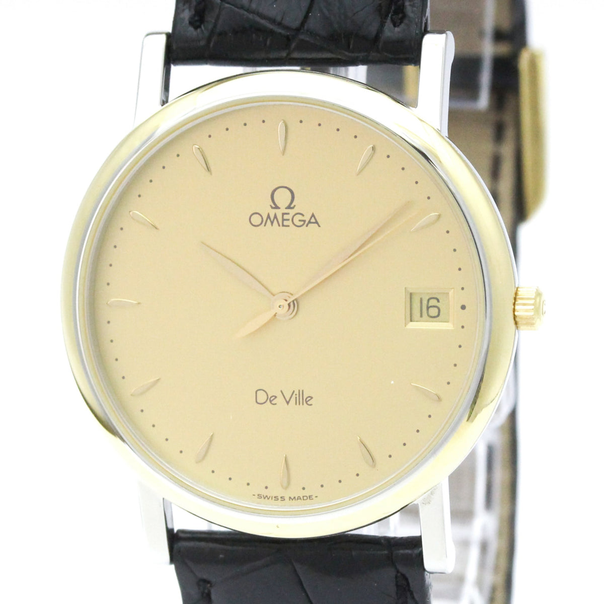 Omega De Ville Quartz Stainless Steel And Gold Plated Watch (Pre-Owned)