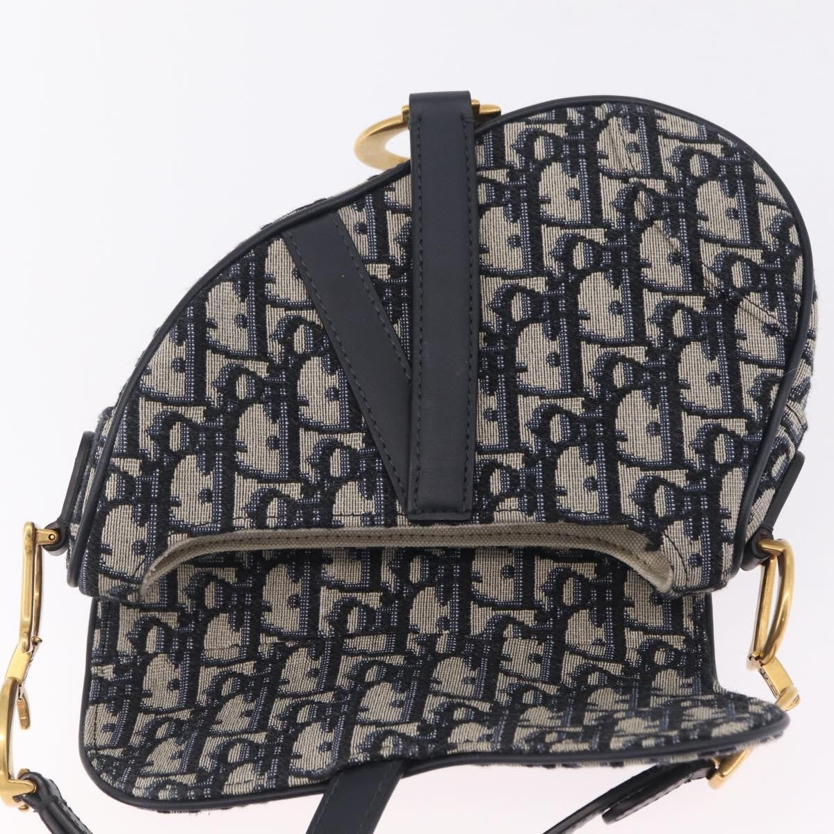Christian Dior Saddle Oblique Canvas Navy Canvas Handbag (Pre-Owned)