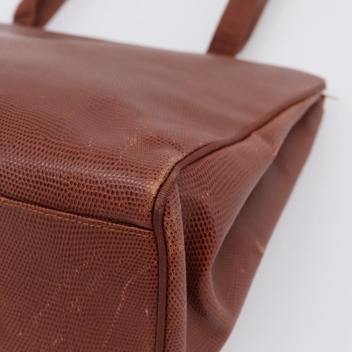 Salvatore Ferragamo Vala Tote Embossed Leather Brown Leather Tote Bag Bag (Pre-Owned)