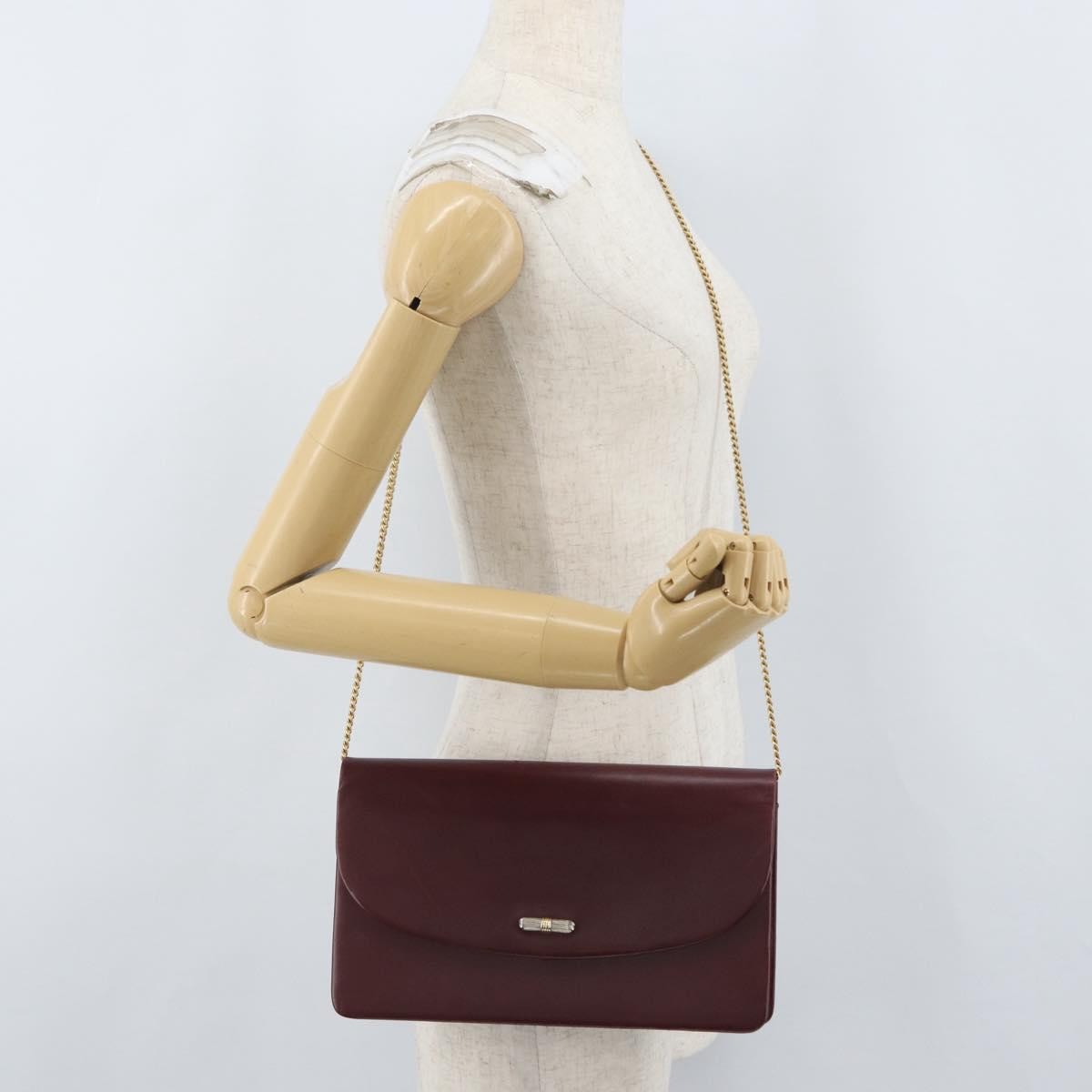 Christian Dior Vintage Chain Flap Leather Burgundy Leather Shoulder Bag Bag (Pre-Owned)