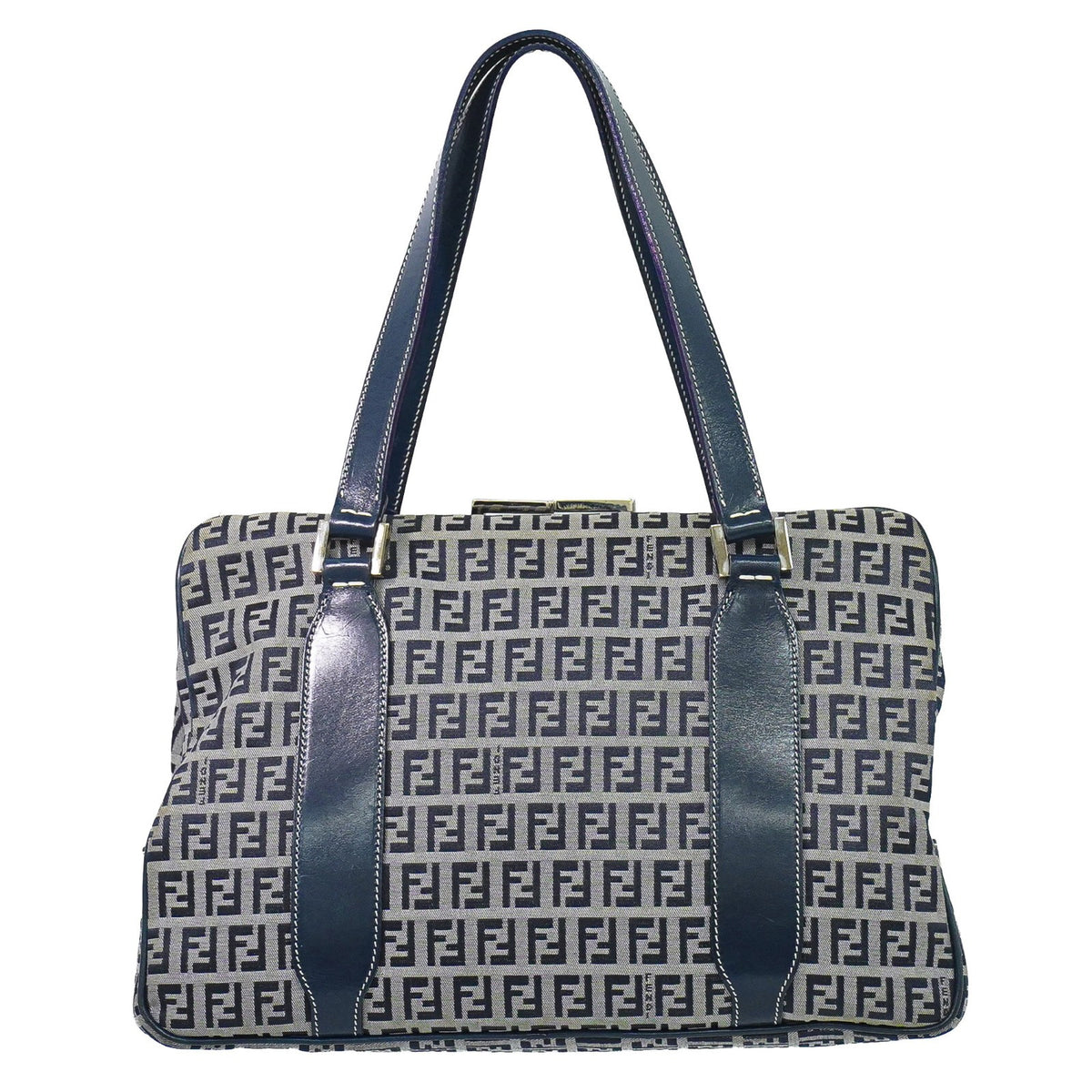 Fendi Vintage Shoulderbag Canvas Navy Canvas Shoulder Bag Bag (Pre-Owned)