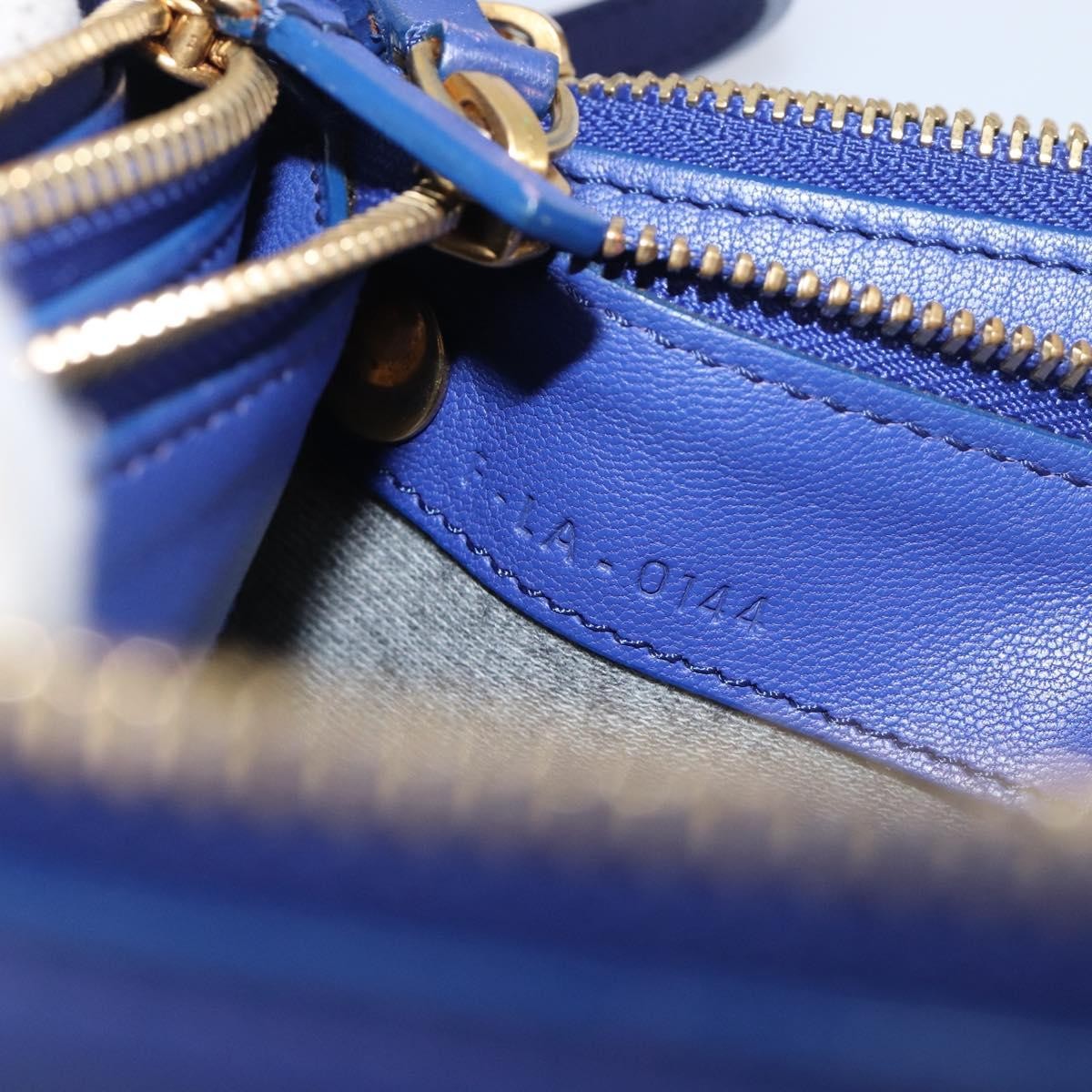Celine Trio Leather Blue Leather Shoulder Bag Bag (Pre-Owned)