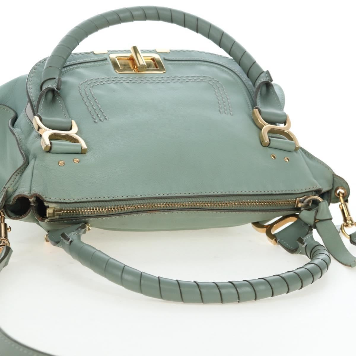 Chloe Marcie Top Handle Leather Green Leather Handbag (Pre-Owned)