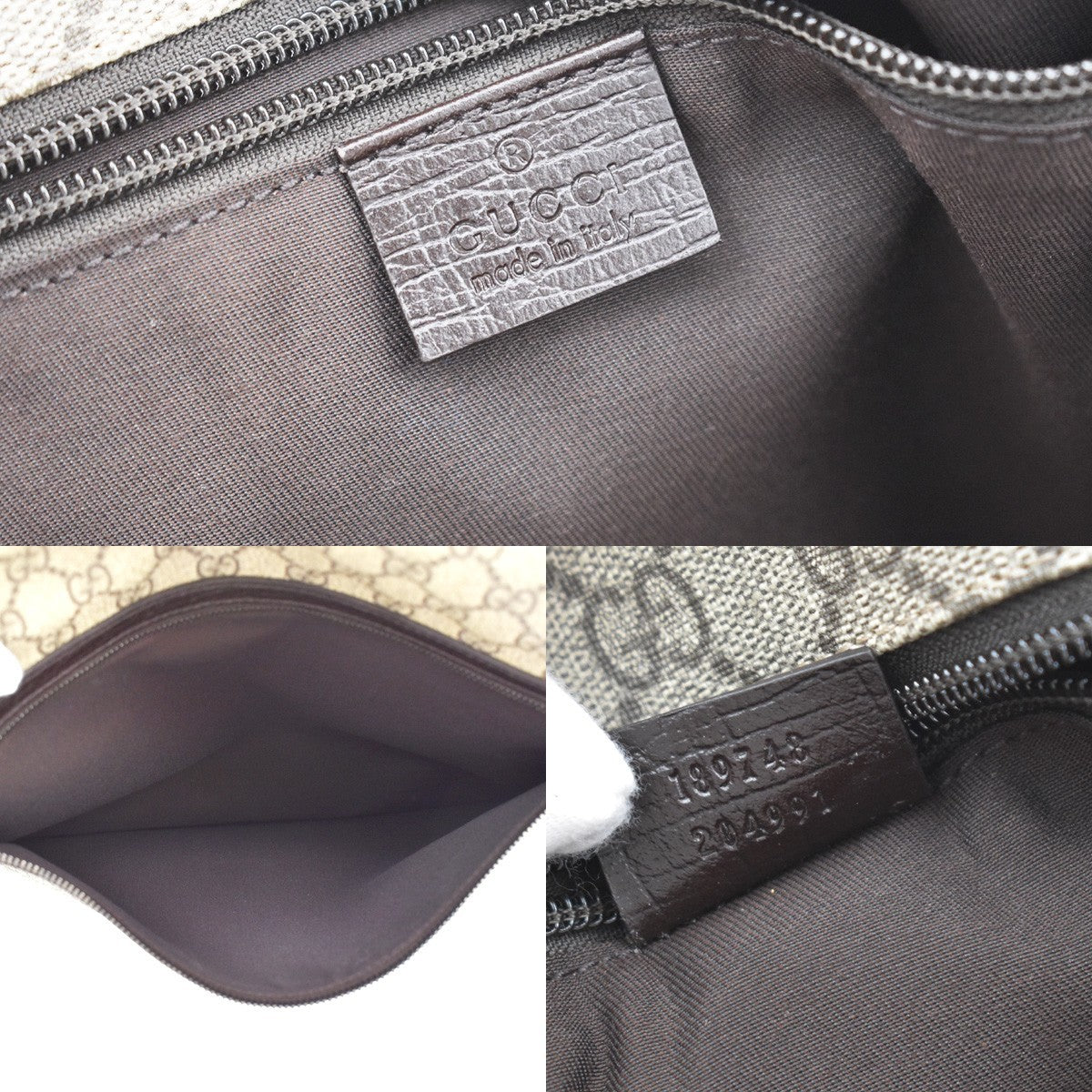 Gucci Web Strap Messenger Gg Coated Canvas Brown Leather Handbag (Pre-Owned)