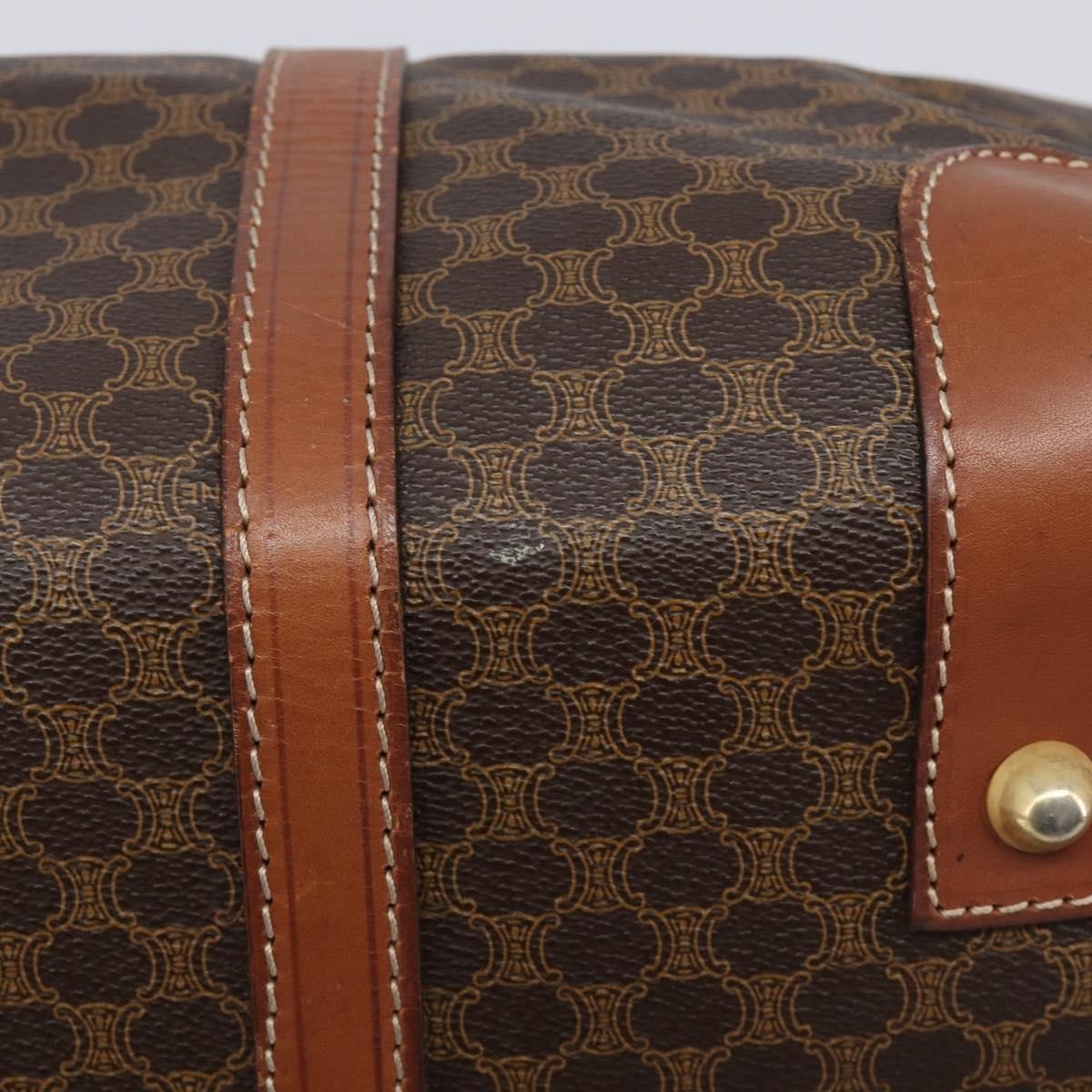 Celine Vintage Duffle Macadam Coated Canvas Brown Canvas Handbag (Pre-Owned)