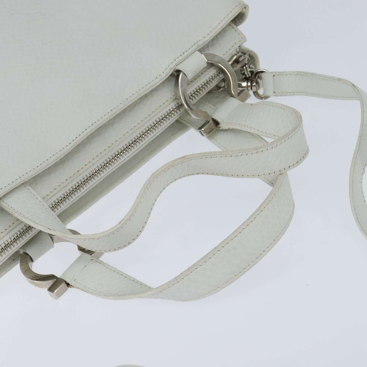 Salvatore Ferragamo Gancini Leather White Leather Handbag (Pre-Owned)