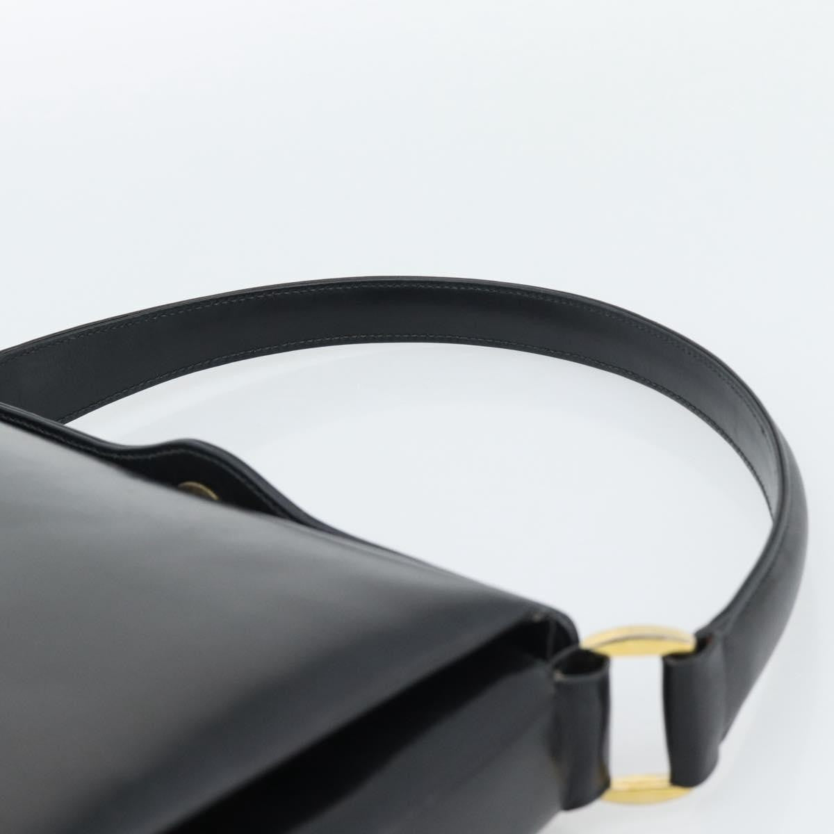 Gucci Vintage Convertible Box Leather Black Leather Handbag (Pre-Owned)