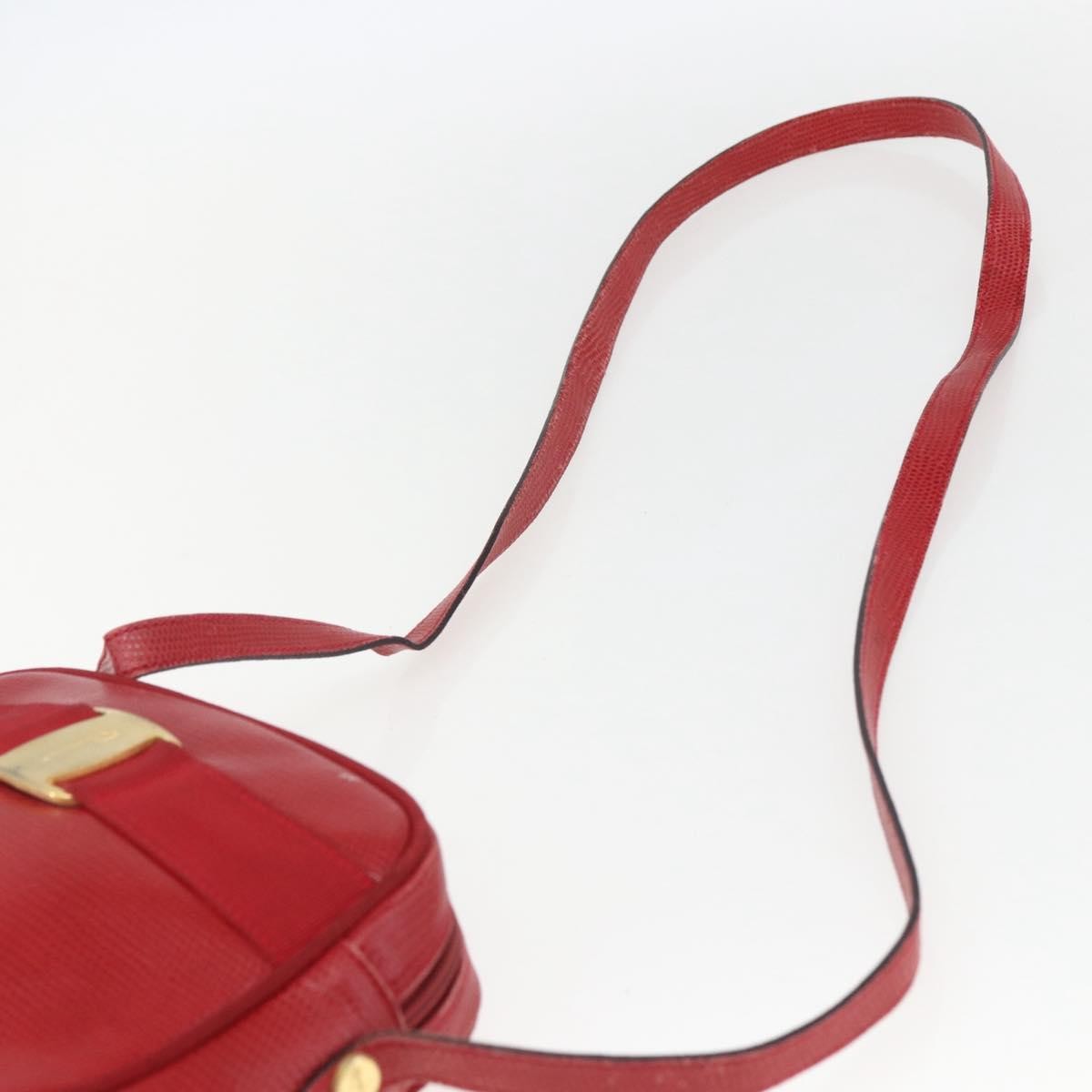 Salvatore Ferragamo Vara Bow Camera Leather Red Leather Shoulder Bag Bag (Pre-Owned)