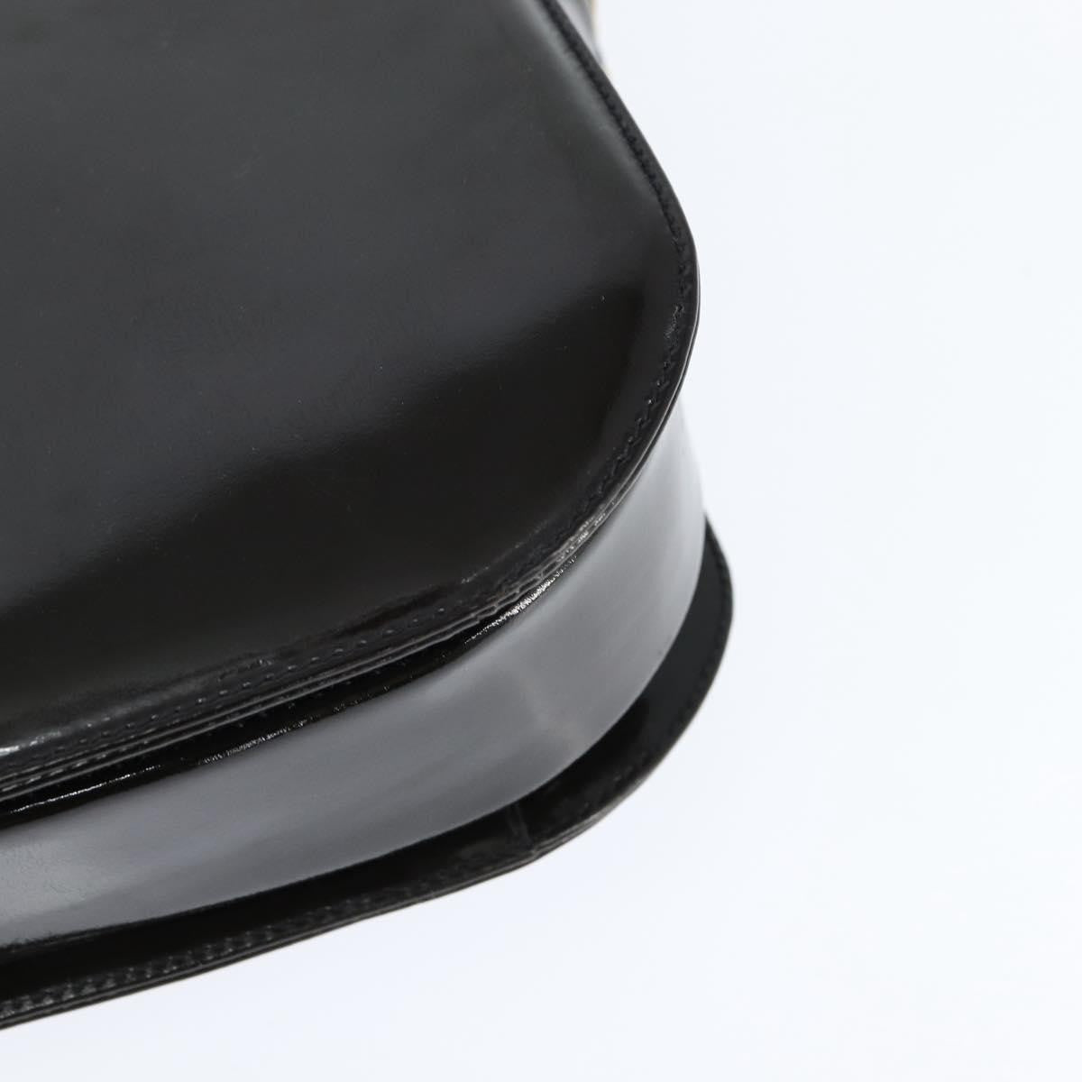 Celine Vintage Carriage Flap Clutch Leather Black Patent_Leather Shoulder Bag Bag (Pre-Owned)