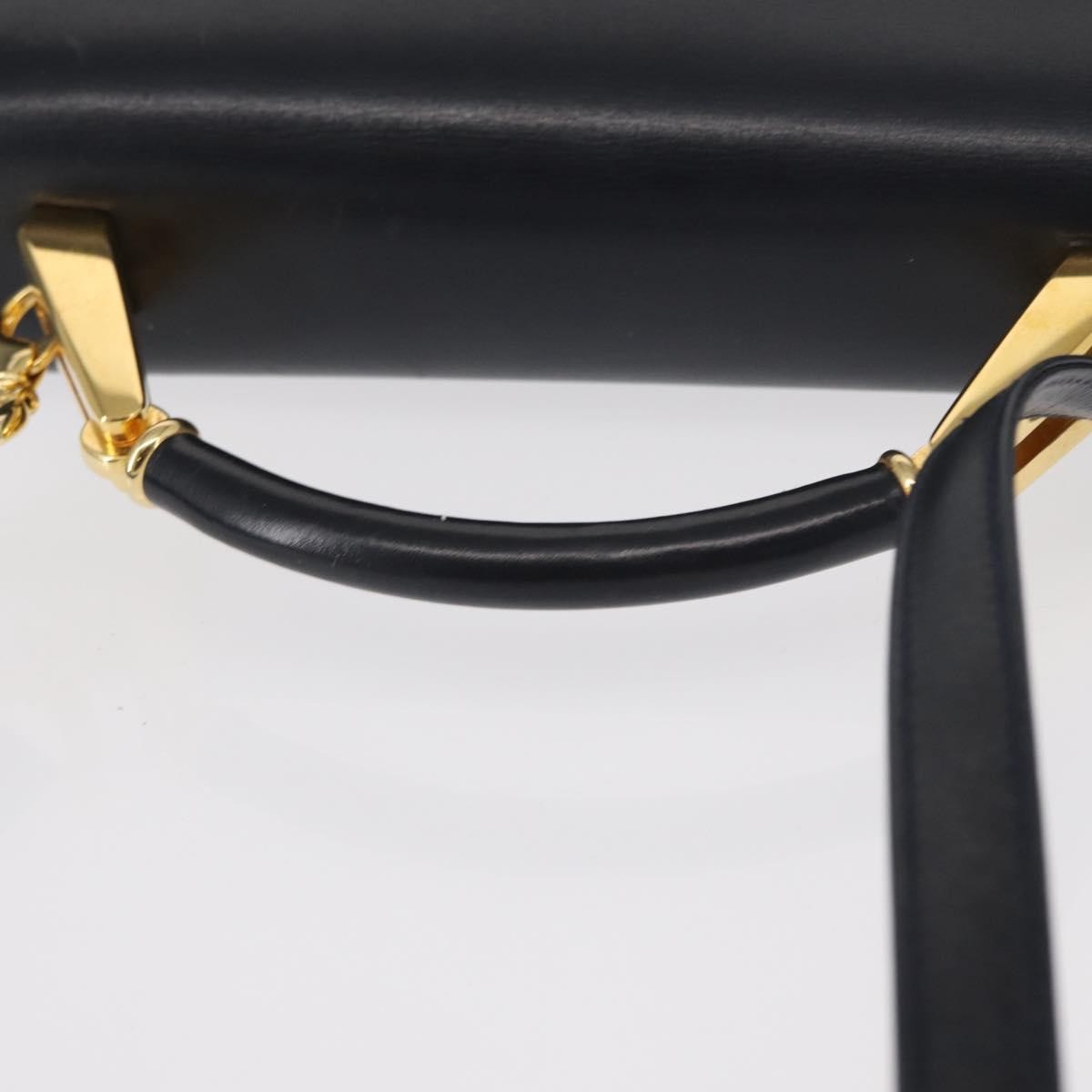 Bally Vintage Leather Navy Leather Handbag (Pre-Owned)