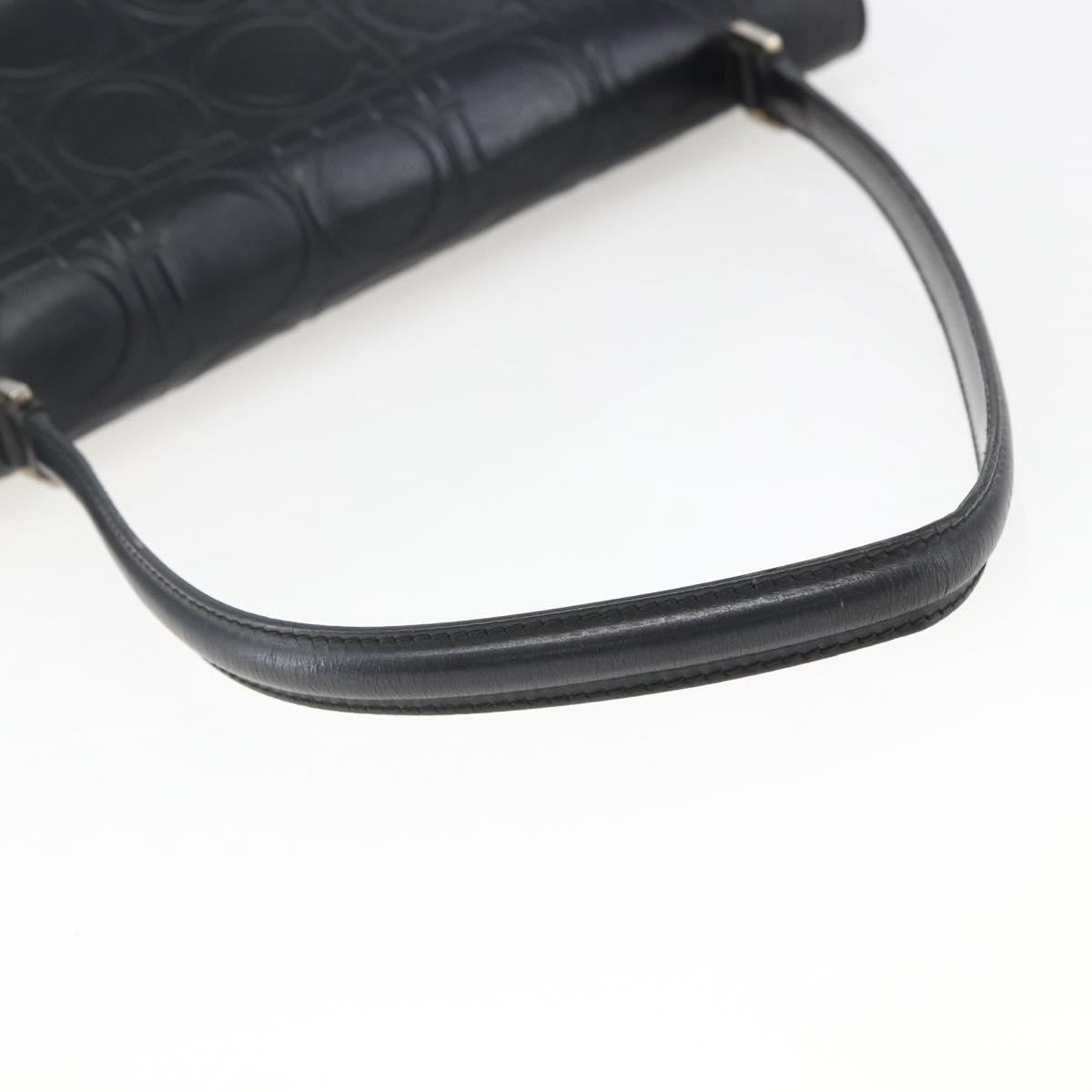 Salvatore Ferragamo Gancini Leather Black Leather Handbag (Pre-Owned)