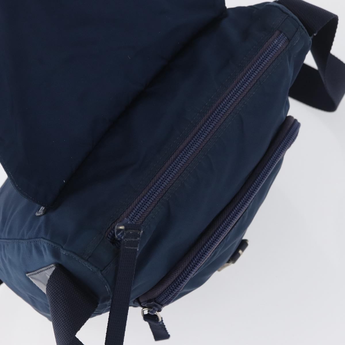 Prada Buckle Messenger Tessuto Navy Nylon Handbag (Pre-Owned)