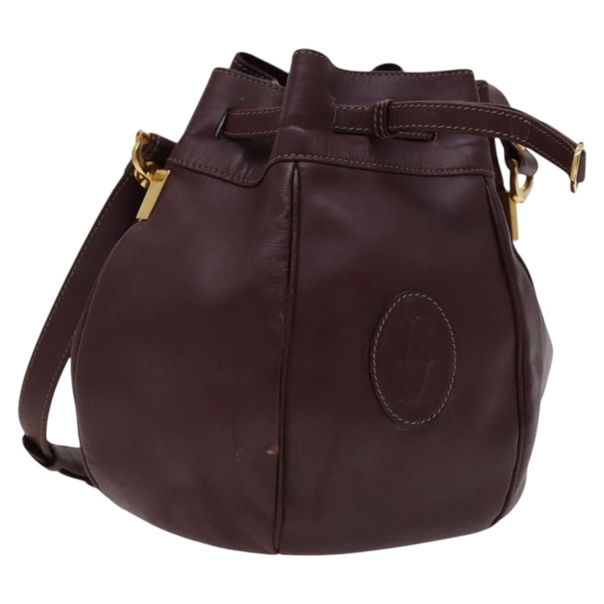 Cartier Must De Cartier Burgundy Leather Shoulder Bag (Pre-Owned)