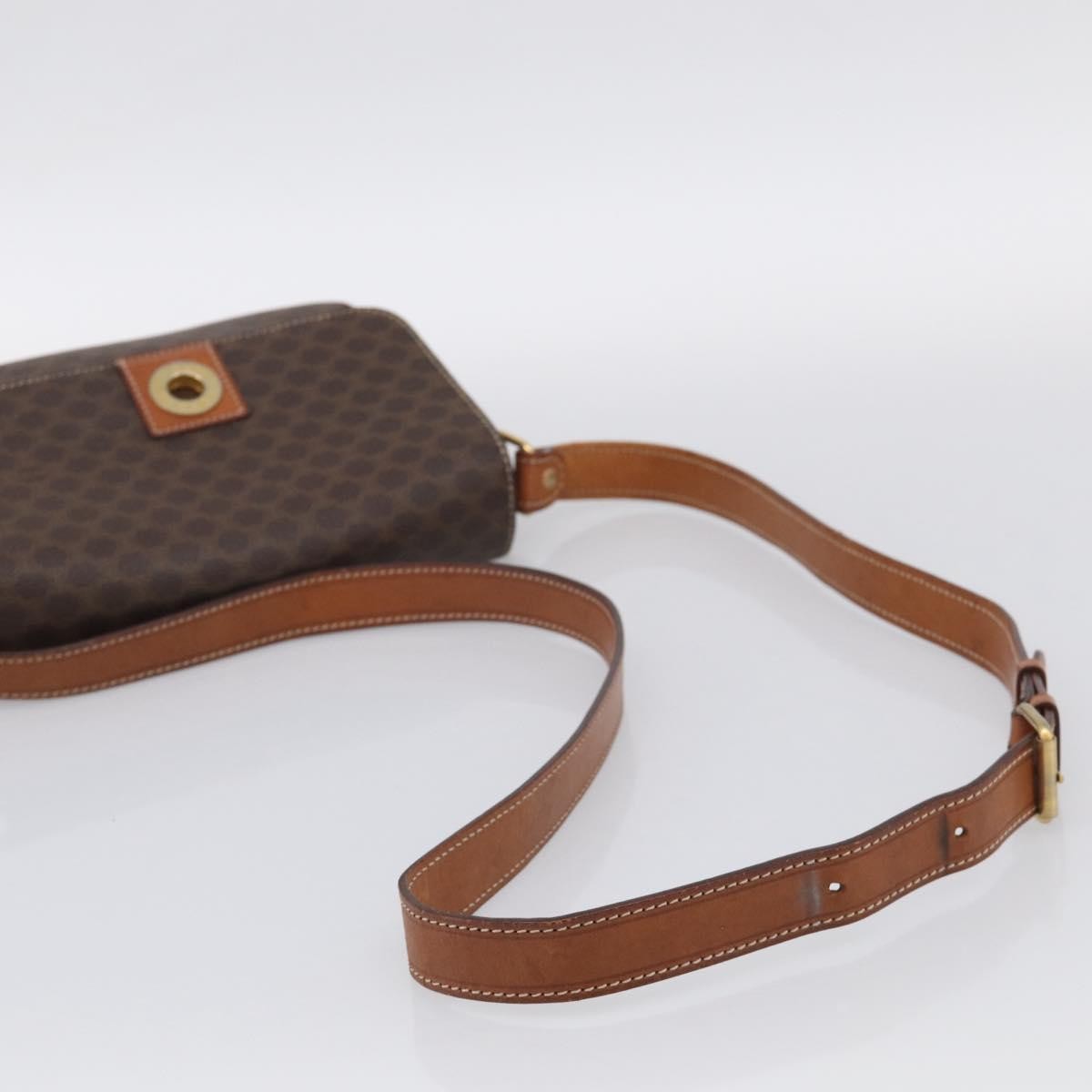 Celine Macadam Shoulder Leather Brown Canvas Crossbody Bag Bag (Pre-Owned)