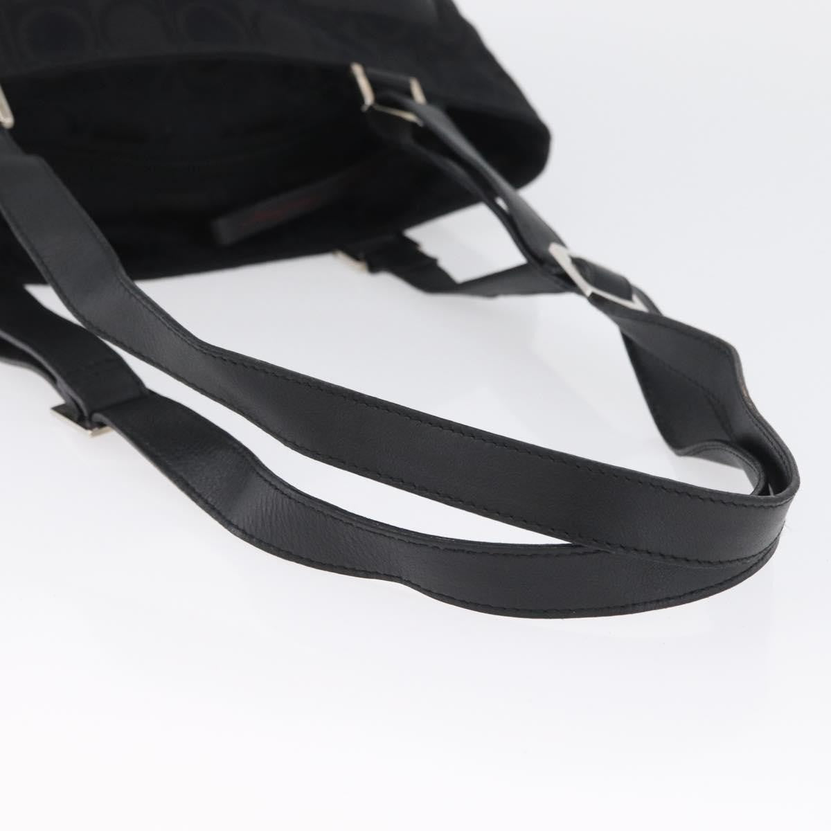 Salvatore Ferragamo Gancini Tote Gancini Canvas Black Canvas Tote Bag Bag (Pre-Owned)