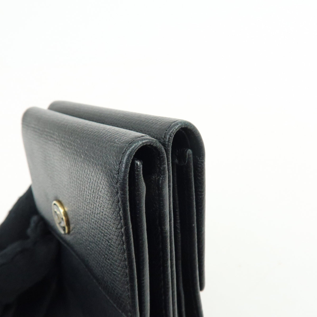 Chanel Cc Button Coin Purse Leather Black Calfskin Card Holders Accessory (Pre-Owned)