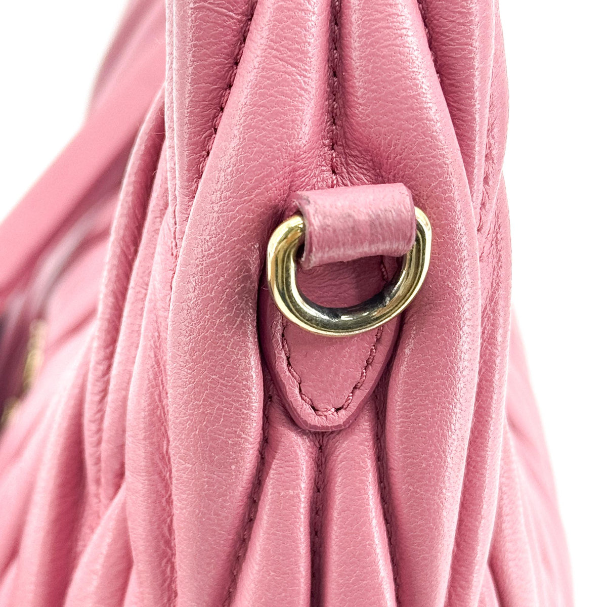 Miu Miu Wander Hobo Matelasse Satin Pink Leather Shoulder Bag Bag (Pre-Owned)