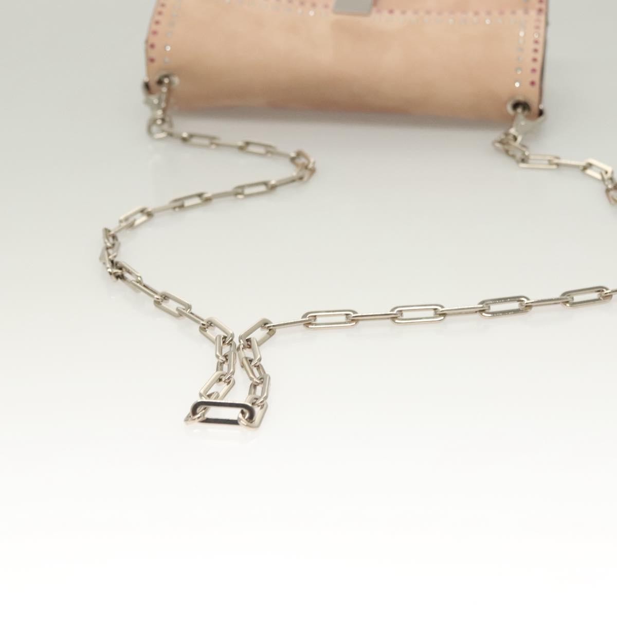 Valentino Garavani Turnlock Chain Suede Pink Suede Shoulder Bag Bag (Pre-Owned)
