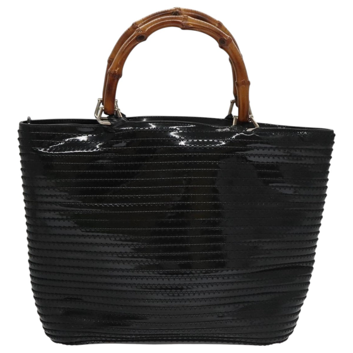 Gucci Bamboo Black Patent Leather Handbag (Pre-Owned)