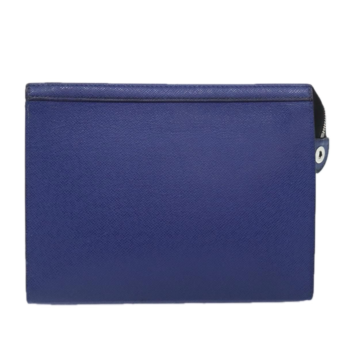 Louis Vuitton Pochette Voyage Blue Leather Clutch Bag (Pre-Owned)