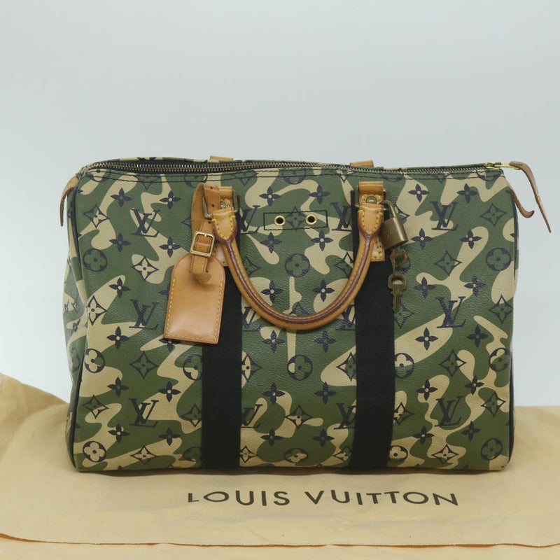 Louis Vuitton Speedy 35 Green Canvas Handbag (Pre-Owned)