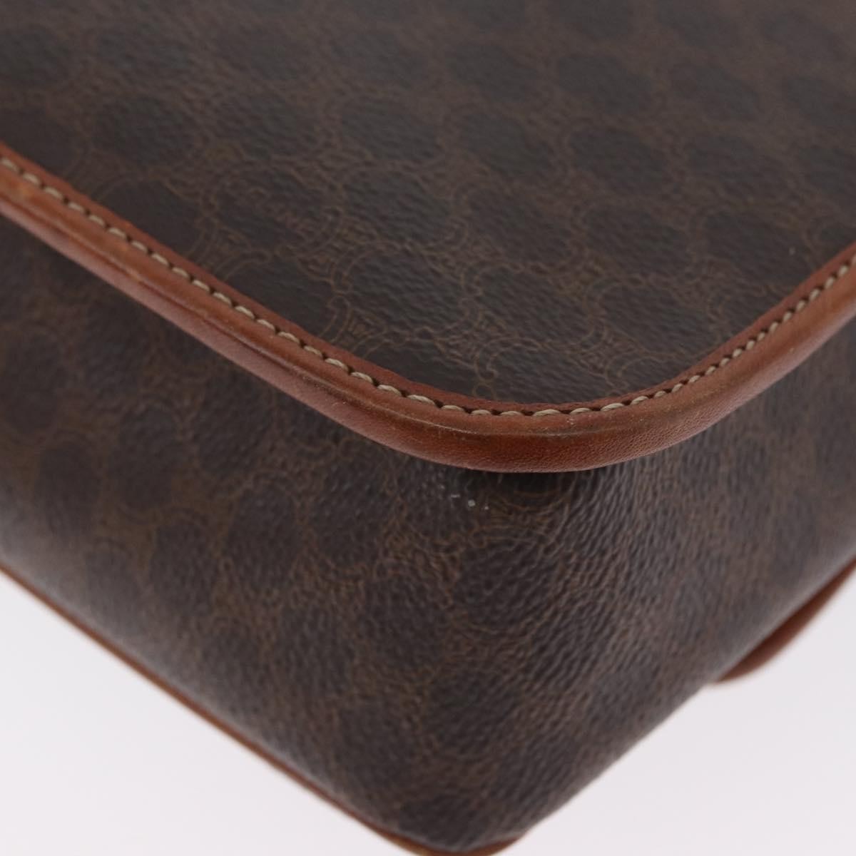 Celine Vintage Macadam Circle Logo Canvas And Leather Brown Canvas Shoulder Bag Bag (Pre-Owned)