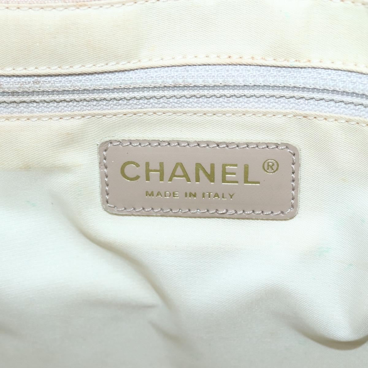 Chanel Travel Line Tote Nylon Beige Nylon Bag (Pre-Owned)