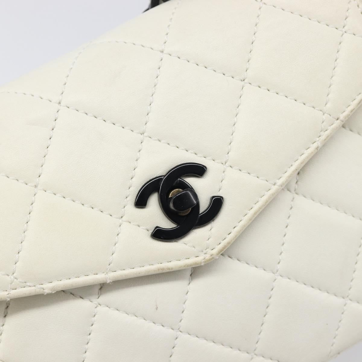Chanel Vintage Envelope Flap Quilted Lambskin White Leather Shoulder Bag Bag (Pre-Owned)