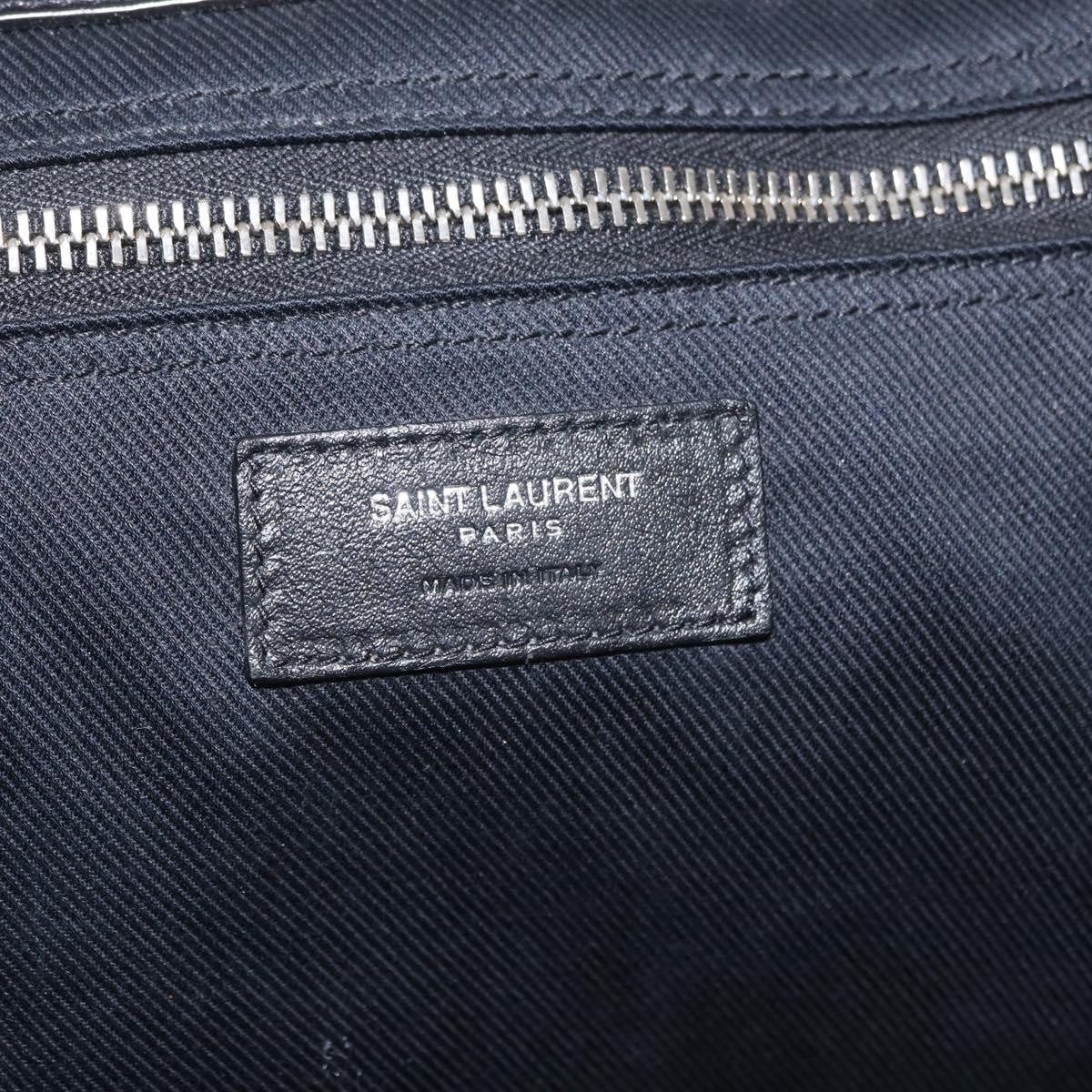 Saint Laurent Rive Gauche Shopper Embossed Leather Black Leather Tote Bag Bag (Pre-Owned)