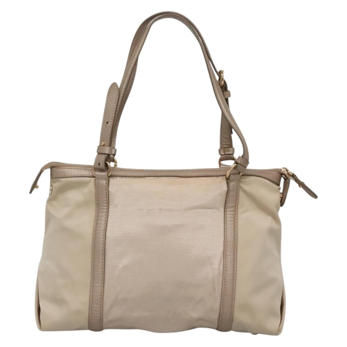 Salvatore Ferragamo Vala Nylon Beige Nylon Handbag (Pre-Owned)