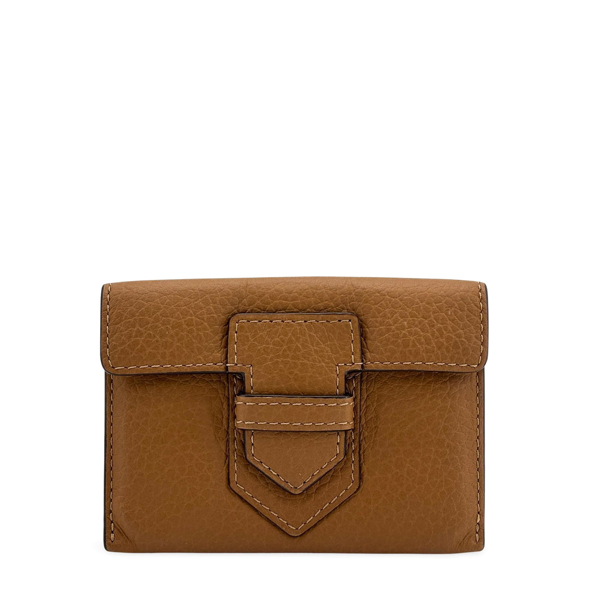 Delvaux Brillant Card Case Leather Brown Leather Card Holders Accessory (Pre-Owned)