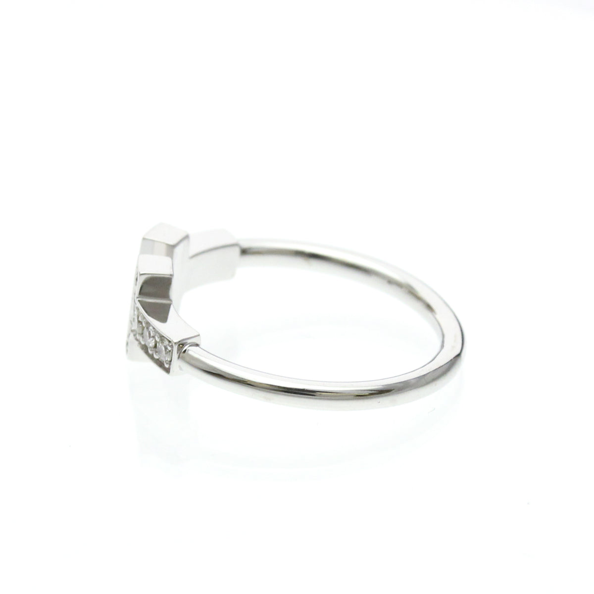 Tiffany & Co. T Wire 18K White Gold With Diamonds Silver White_Gold Ring Jewelry (Pre-Owned)