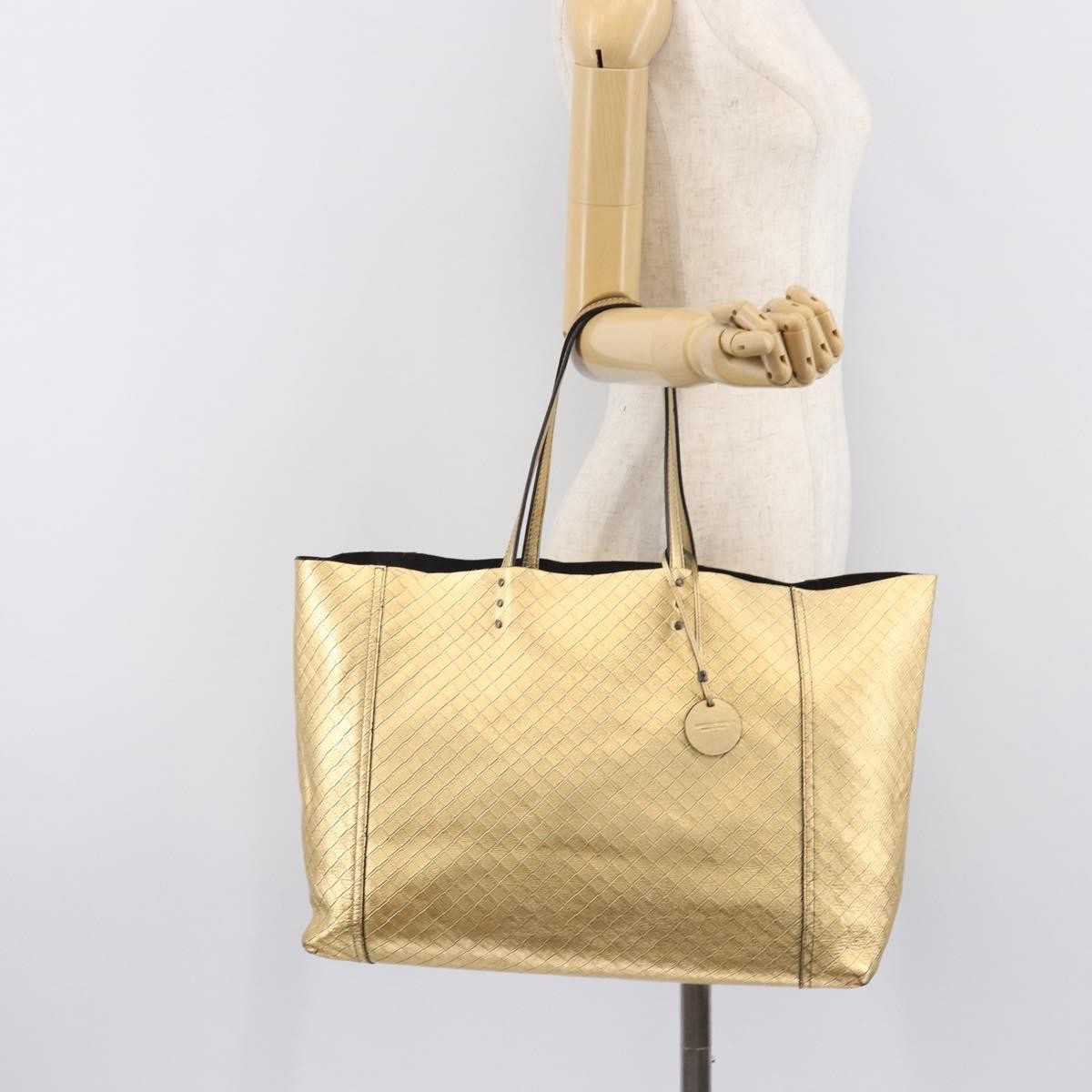 Bottega Veneta Intrecciomirage Leather Gold Leather Tote Bag Bag (Pre-Owned)