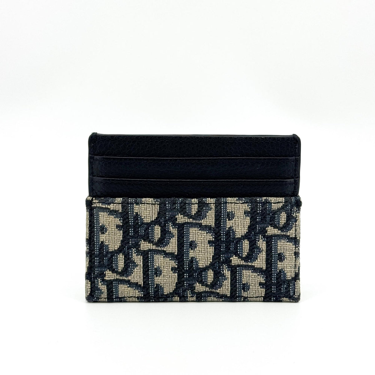 Christian Dior Card Holder Oblique Canvas And Leather Black Canvas Card Holders Accessory (Pre-Owned)