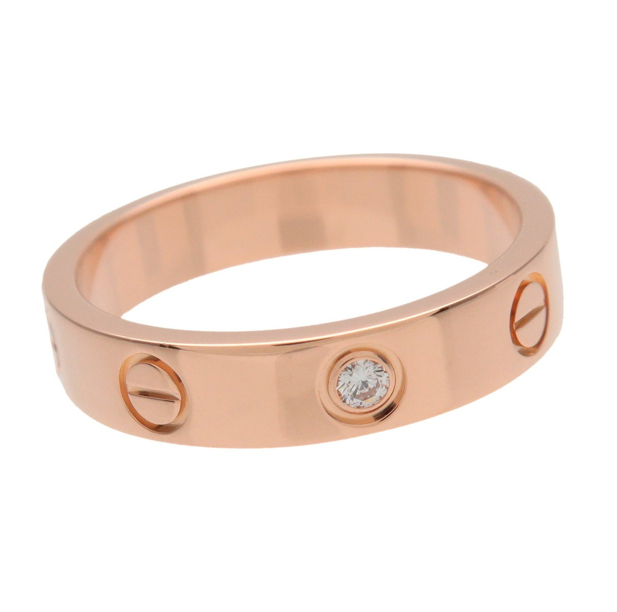 Cartier Love Wedding Band 1 Diamond 18K Rose Gold With Diamond Gold Rose_Gold Ring Jewelry (Pre-Owned)